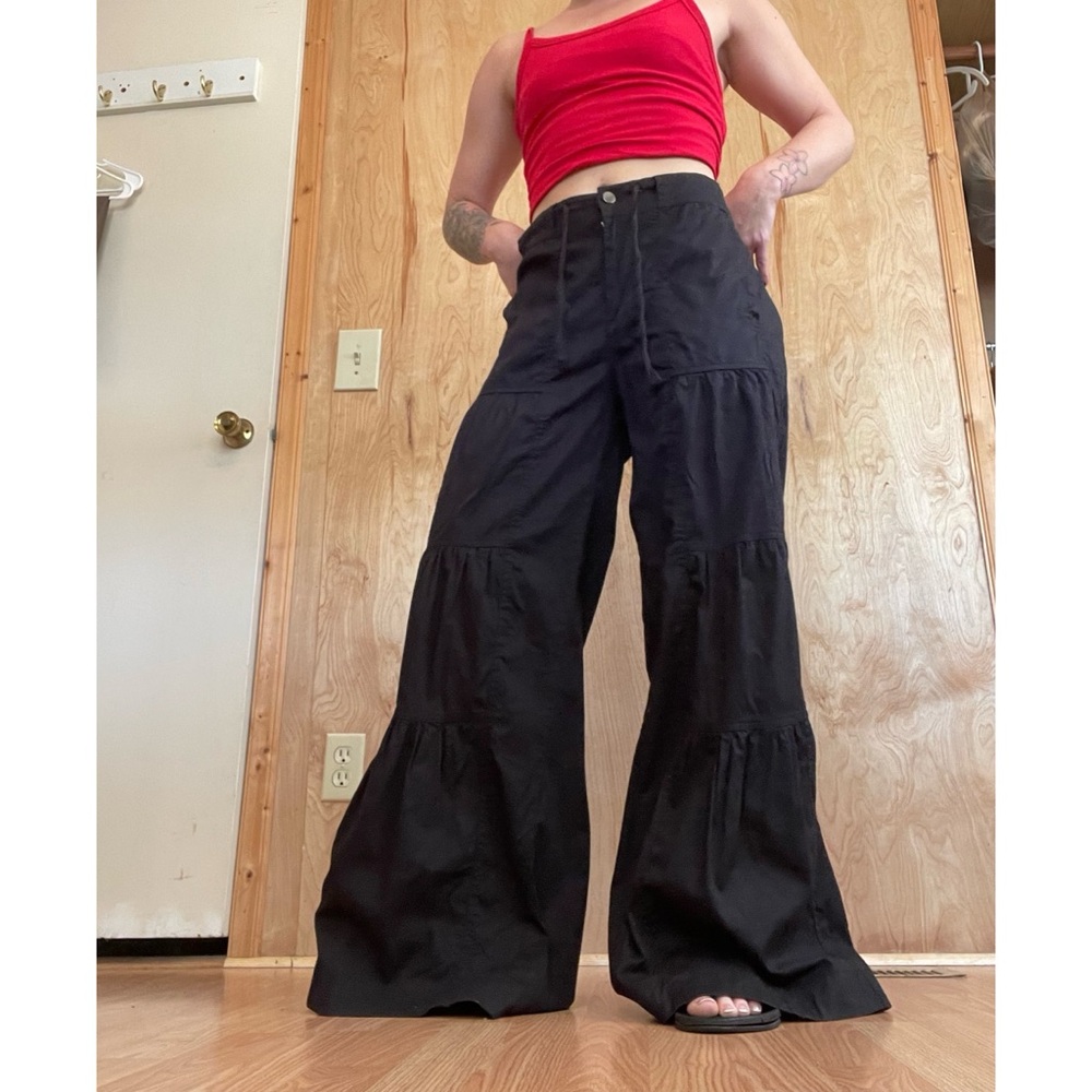 Soft Surroundings Black Boot-Cut Tiered Pants